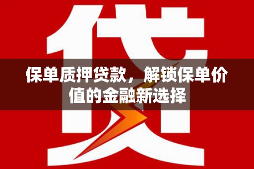 修水保单质押贷款，解锁保单价值的金融新选择