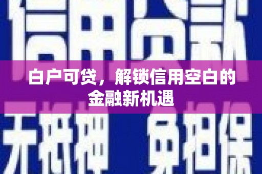 修水白户可贷，解锁信用空白的金融新机遇