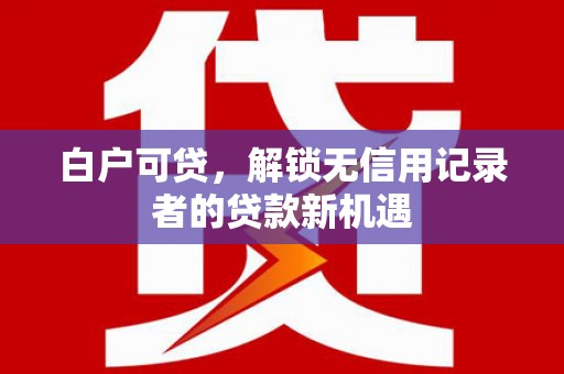 修水白户可贷，解锁无信用记录者的贷款新机遇