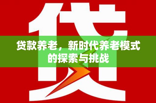 修水贷款养老，新时代养老模式的探索与挑战