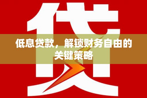 修水低息贷款，解锁财务自由的关键策略