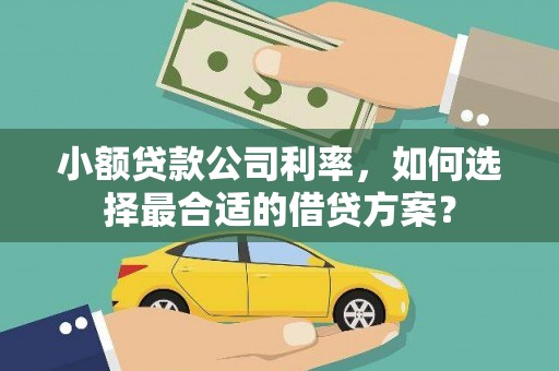 修水小额贷款公司利率，如何选择最合适的借贷方案？