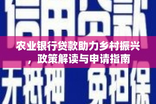 修水农业银行贷款助力乡村振兴，政策解读与申请指南