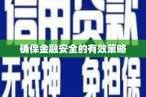 修水确保金融安全的有效策略