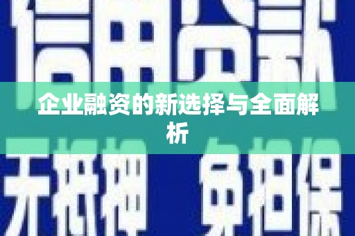修水企业融资的新选择与全面解析